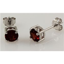 Garnet Gemstone 1.30ctw Silver Stud Earring 0.57g