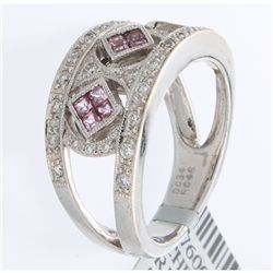 14K White Gold 0.80ctw Pink Sapphire & Diamond Ring