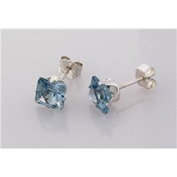 Sterling Silver Earring Prong Set Aquamarine