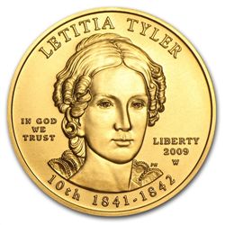 2009-W 1/2 oz Uncirculated Gold Letitia Tyler (w/Box &a