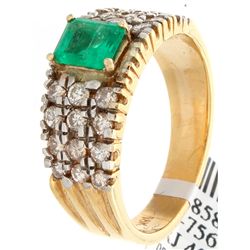 18K Yellow Gold 1.77ctw Emerald & Diamond Ring