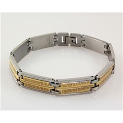 Mens 9.00" Two Tone Plated Stainless Steel Bracelet