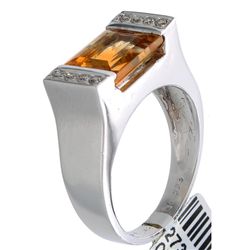 14K White Gold 2.33ctw Citrine & Diamond Ring