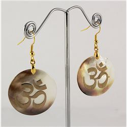 OM Mother of Pearl Dangling Earring (White)