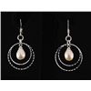 Image 1 : Pearl Dangling 3.25g Diamond Cut Design Silver Earring