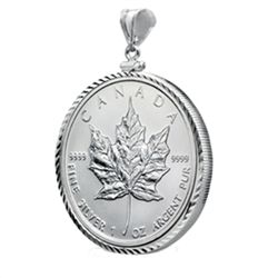 2014 1 oz Silver Maple Leaf Pendant (Diamond-ScrewTop B