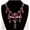 Image 1 : RUBY CORRUNDUM 124.50GRAMS SILVER STATEMENT NECKLACE