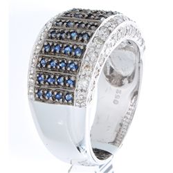 14K White Gold 1.10ctw Sapphire & Diamond Ring