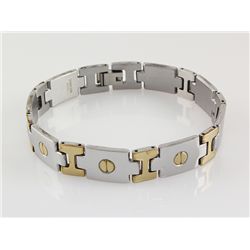 Mens 8.25  Two Tone Plated Stainless Steel Bracelet