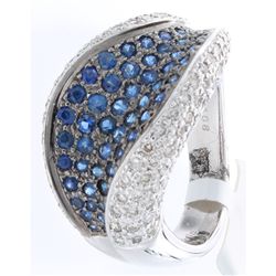 14K White Gold 1.93ctw Sapphire & Diamond Ring