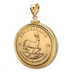 2014 1 oz Gold Krugerrand Pendant (Diamond-ScrewTop Bez