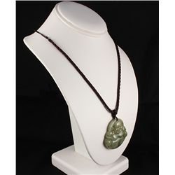 Handknotted Necklace w/ Geen Jade Buddha Pendant