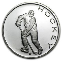 1 oz Hockey Silver Round (w/Gift Box &amp; Capsule)