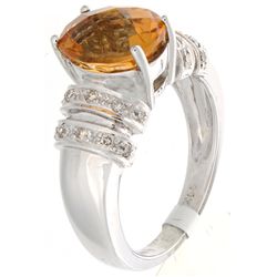 14K White Gold 2.85ctw Citrine & Diamond Ring