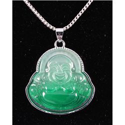 30.31CTW JADE BUDDHA SILVER PLATED PENDANT