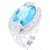 Image 1 : 14K White Gold 10.96ctw Topaz & Diamond Ring