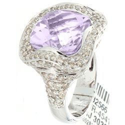 14K White Gold 7.47ctw Pink Amethyst & Diamond Ring