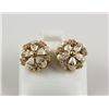 Image 2 : Gold Plated Round Flower Stud Erring w/ Clear Crystal