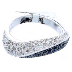 14K White Gold 0.69ctw Sapphire & Diamond Ring