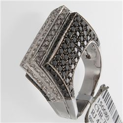 14K White Gold 3.42ctw White & Black Diamond Ring