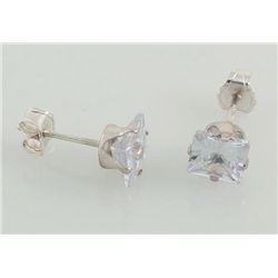 Sterling Silver Earring Prong Set Fire Diamond Crystal