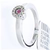 Image 1 : 14K White Gold 0.10ctw Ruby & Diamond Ring