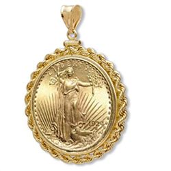 $20 St. Gaudens Gold Double Eagle Pendant (Rope-ScrewTo