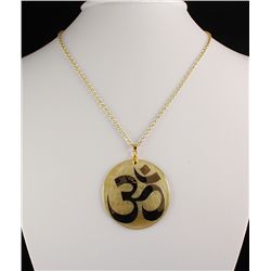 OM Mother of Pearl Big Round Pendant (Yellowish)