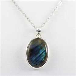 Beautiful Silver Pendant Labradorite Blue Fire Gemstone