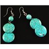 Image 1 : NATURAL 41.94CTW TURQUOISE DANGLING SILVER EARRING