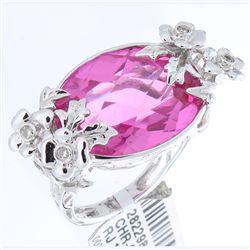 14K White Gold 22.61ctw Created Pink Sapphire & Diamond