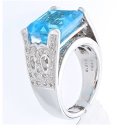 18K White Gold 9.16ctw Topaz & Diamond Ring