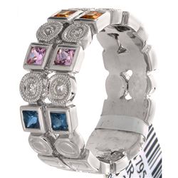 18K White Gold 0.94ctw Rainbow Sapphire & Diamond Ring