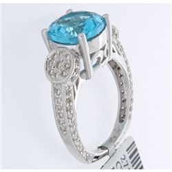 18K White Gold 4.80ctw Topaz & Diamond Ring