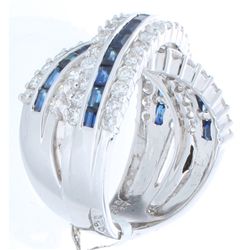 14K White Gold 4.33ctw Sapphire & Diamond Ring