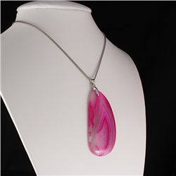 3 Kings Pink Agate Slice Cabochon Pendant, 35.55g in we