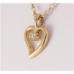 Cubic Zirconian Heart Pendant 1 Stone