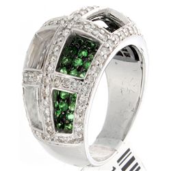14K White Gold 3.08ctw Tsavorite & Diamond Ring