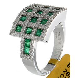 14K White Gold 2.03ctw Emerald & Diamond Ring