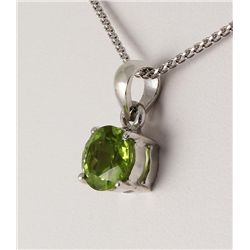 Sterling Silver Prong Set Pendant with Peridot