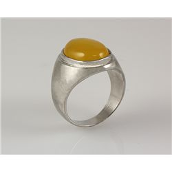 Retro Vintage Yellow Semi Precious Jate Mens Ring