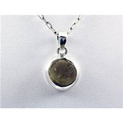 Natural Uncut Prehnite Gemstone Sterling Silver Pendant