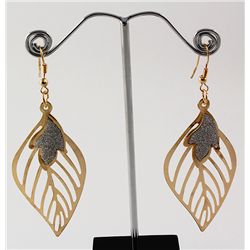 Fashion Gold Plated Leaf Dangle Hook Earring