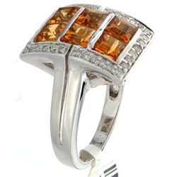 14K White Gold 2.22ctw Citrine & Diamond Ring