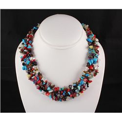 Woven Multi-Strand Natural Chip Beads Necklace