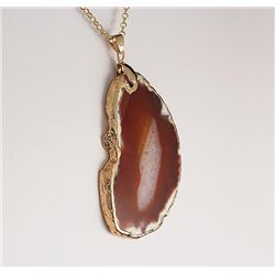 Organic Natural Carnelian Geode Agate Big Slice Pendant