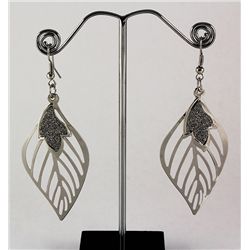 Fashion White Gold Plated Leaf Drop Hook Earring