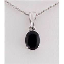 Sterling Silver Prong Set Pendant w/ Dark Sapphire