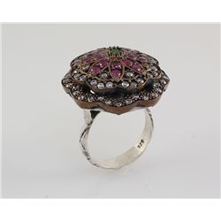 Vintage Design Gemstone Ring 13.61g Silver Turkish Jewe