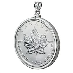 2014 1 oz Silver Maple Leaf Pendant (Plain Front Bezel)